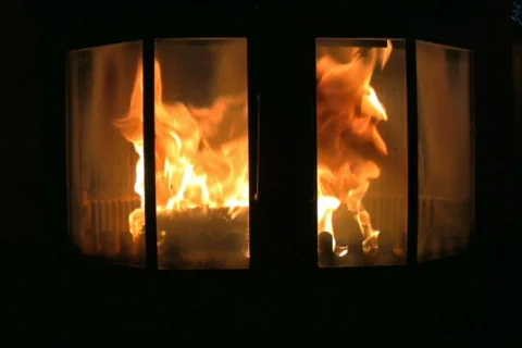 Fire in the fireplace 1 NTSC Stock Footage 323045