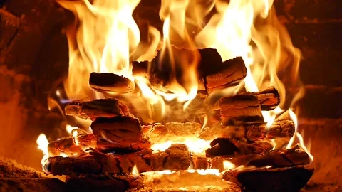 A fire in the fireplace 16 Stock Footage 96001324