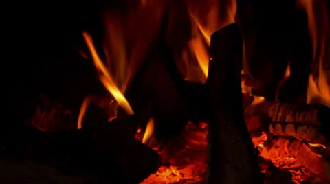 Fire in fireplace 2 Stock Footage 24704308