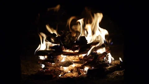 A fire in the fireplace 2 Stock Footage 96001599