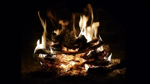 A fire in the fireplace 4 Stock Footage 96001934
