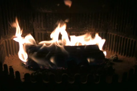 Fire in the fireplace 5 NTSC Stock Footage 322154