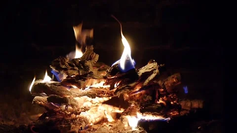 A fire in the fireplace 6 Stock Footage 96002477