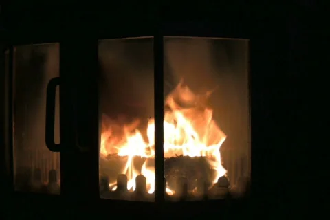 Fire in the fireplace 6 NTSC Stock-Footage 322363