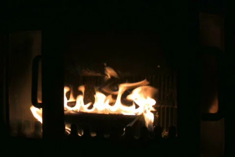 Fire in the fireplace 7 NTSC Stock Footage 322378