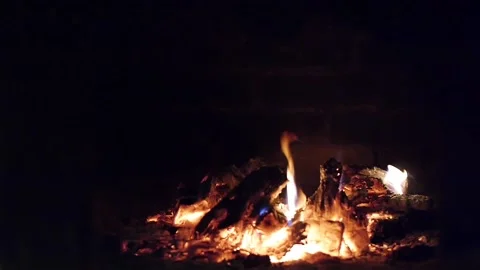 A fire in the fireplace 9 Stock Footage 96002796