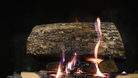 Fire in the fireplace burns. Rustic mood Stock Footage 119583504