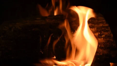 Fire in the fireplace burns. Rustic mood Stock Footage 119583515