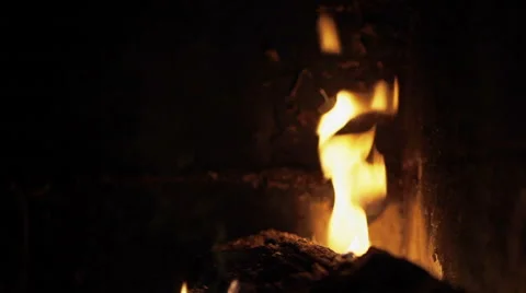 Fire in fireplace. Close-up Stock Footage 46370003