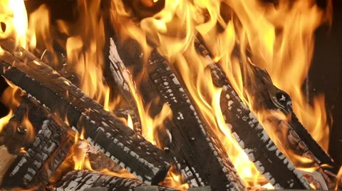 Fire in the fireplace close up Stock Footage 62237256