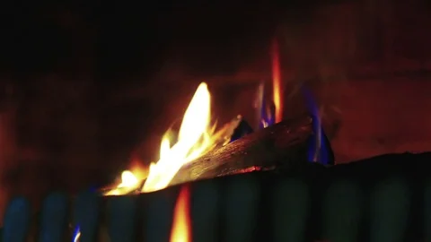 Fire in fireplace - close up Stock Footage 85233032