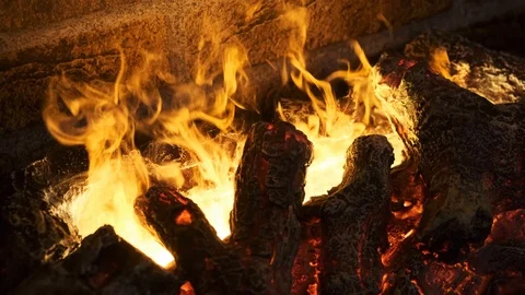 A fire in the fireplace close up Stock Footage 103101687