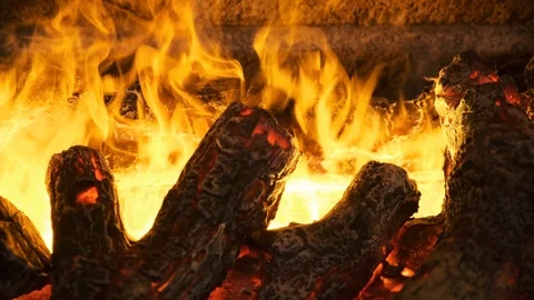 A fire in the fireplace close up Stock Footage 103101792
