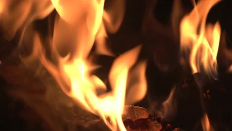 Fire in the fireplace close-up Stock Footage 120872383