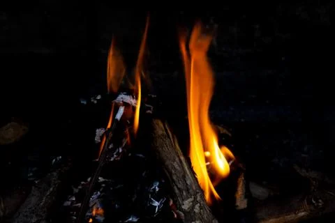 Fire in the fireplace, close up. 写真素材