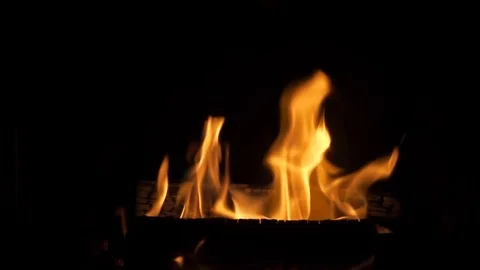 Fire in fireplace - close up slow motion Stock Footage 83517773
