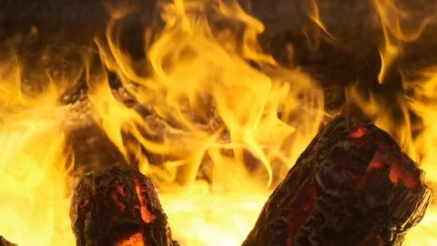 A fire in the fireplace close up slow motion Stock Footage 103099799