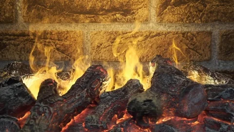 A fire in the fireplace close up slow motion Stock Footage 103101924