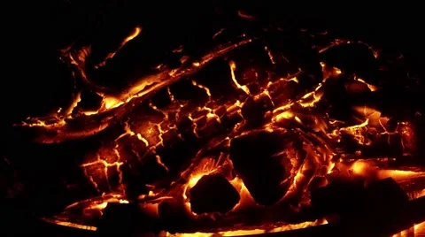Fire in fireplace. Closeup Stock Footage 61378927