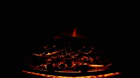 Fire in fireplace. Closeup Stock Footage 61384472