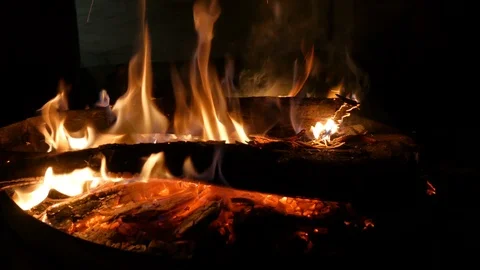 Fire in fireplace closeup Stock Footage 103181095