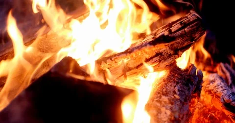 Fire in the fireplace closeup Stock Footage 117471133