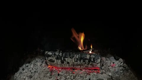 Fire in the fireplace – cozy home heating with burning wood Stock Footage 301085082