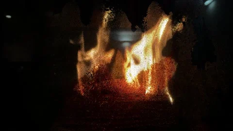 Fire in the fireplace – cozy home heating with burning wood Stock Footage 301085936