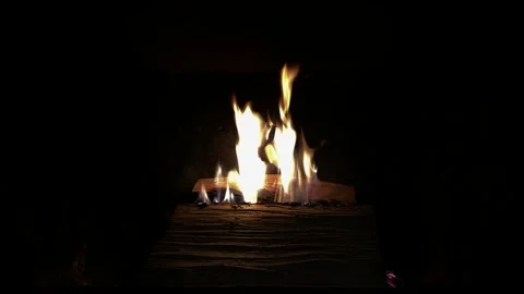 Fire in the fireplace – cozy home heating with burning wood Stock Footage 301086017