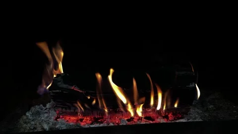 Fire in the fireplace – cozy home heating with burning wood Stock Footage 301088532