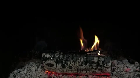 Fire in the fireplace – cozy home heating with burning wood Stock Footage 301088595