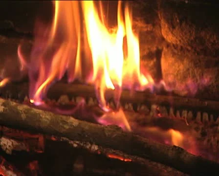 Fire in a fireplace DET Video stock 12120446