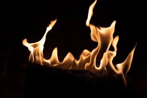 Fire in fireplace figures Stock Photos