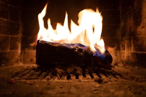 Fire in fireplace figures Stock Photos
