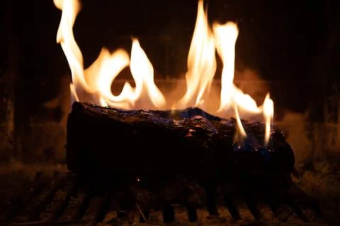 Fire in fireplace figures Stock Photos