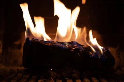 Fire in fireplace figures Stock Photos