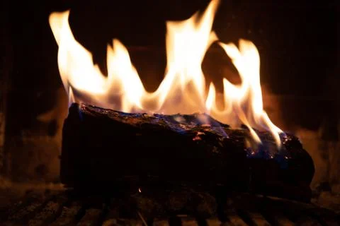 Fire in fireplace figures Stock Photos