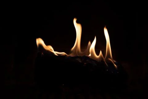 Fire in fireplace figures Stock Photos