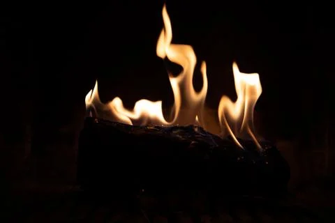 Fire in fireplace figures Stock Photos