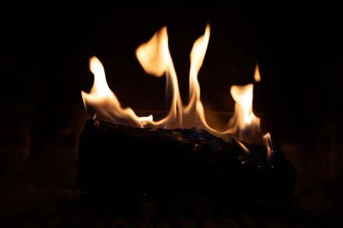 Fire in fireplace figures Stock Photos