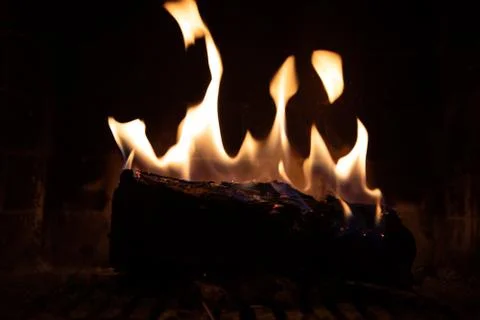 Fire in fireplace figures Stock Photos