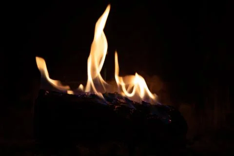 Fire in fireplace figures Stock Photos