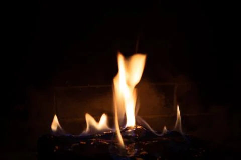 Fire in fireplace figures Stock Photos