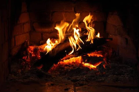 Fire in fireplace/ fire in fireplace Stock Photos