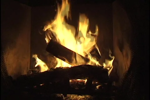 Fire in Fireplace Stock Footage 297504