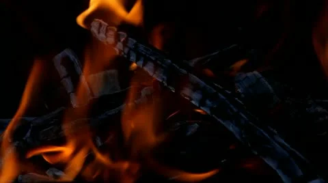 Fire in a fireplace Stock Footage 11939926