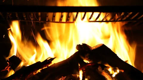 Fire in fireplace Stock Footage 30489969