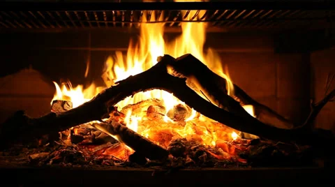 Fire in fireplace Stock Footage