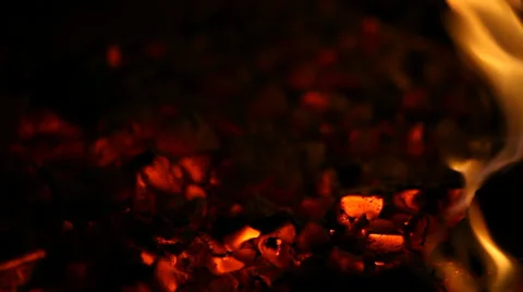 Fire in fireplace Stock Footage 30548444