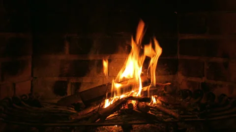 Fire at the fireplace Stock Footage 32714263